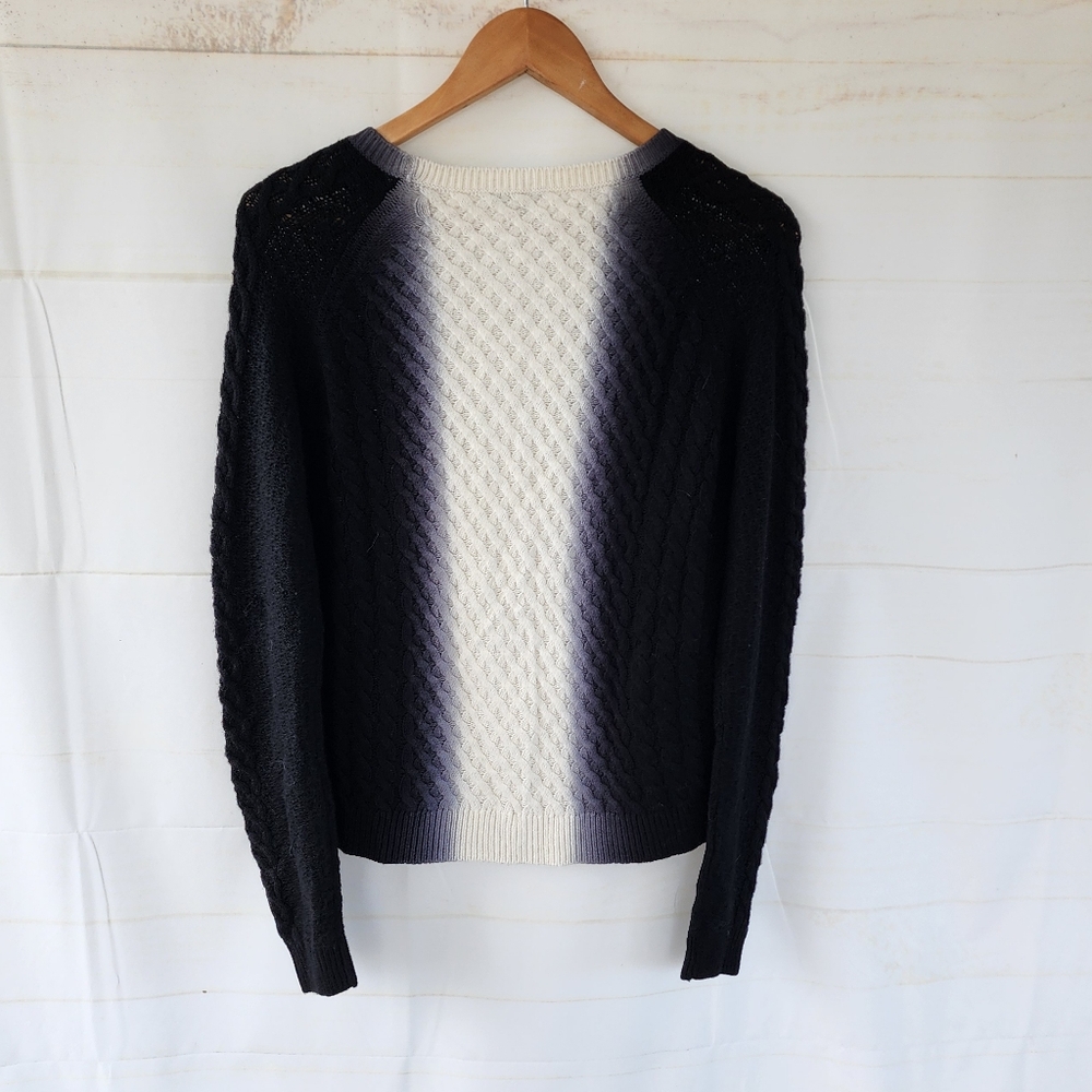 Vince Ombre Women's Black and White Wool Cashmere Sweater - Picture 9 of 9